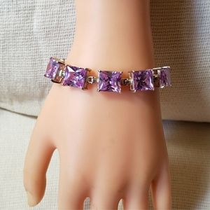 Amethyst and sterling chunky tennis bracelet